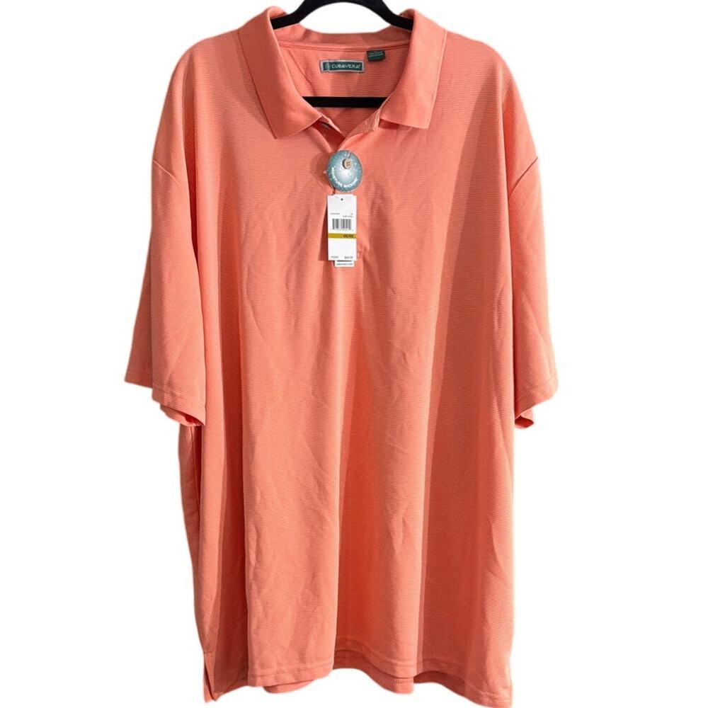 Cubavera Big Men's Burnt Coral Polo Shirt Moisture Wicking Size 4X New